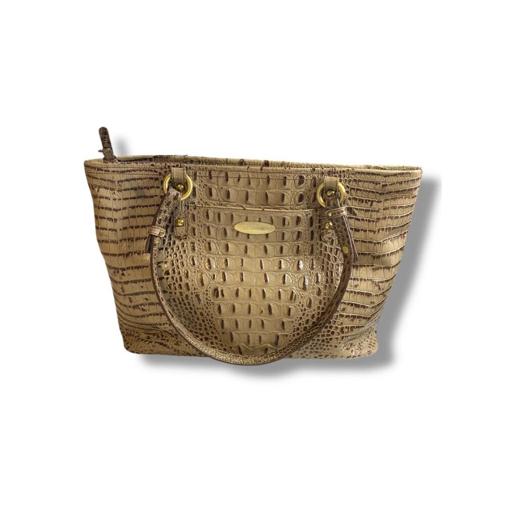 Brahmin‎ Brown Taupe Medium Handbag Vintage Tote Croc Embossed